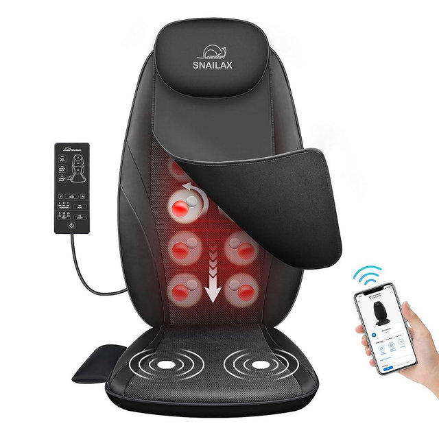 Snailax Back Massager with Soothing Heat, Gifts for Men, Women, Electric Deep Tissue Kneading Full Body Massage Chair for Back Pain, Home, Office Use, App Control