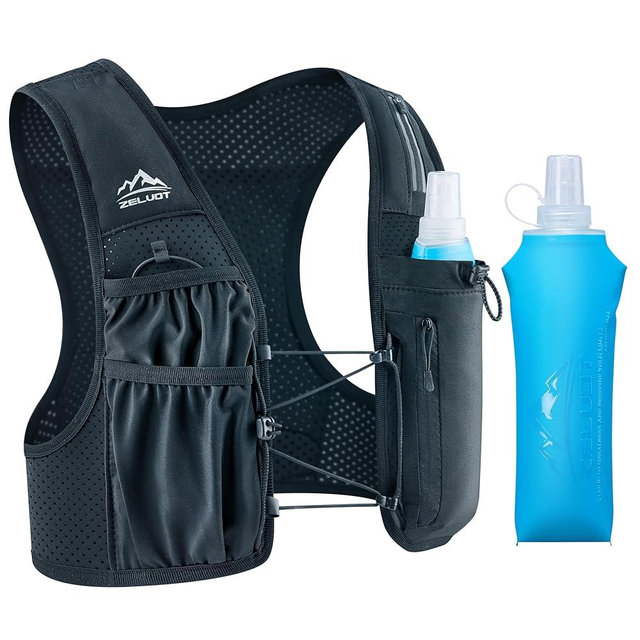 Running Vest for Women Men, USA Original Patent, Adjustable Chest Straps Running Hydration Vest with 500ml Soft Flask, Lightweight Reflective Hydration Backpack for Hiking Marathon