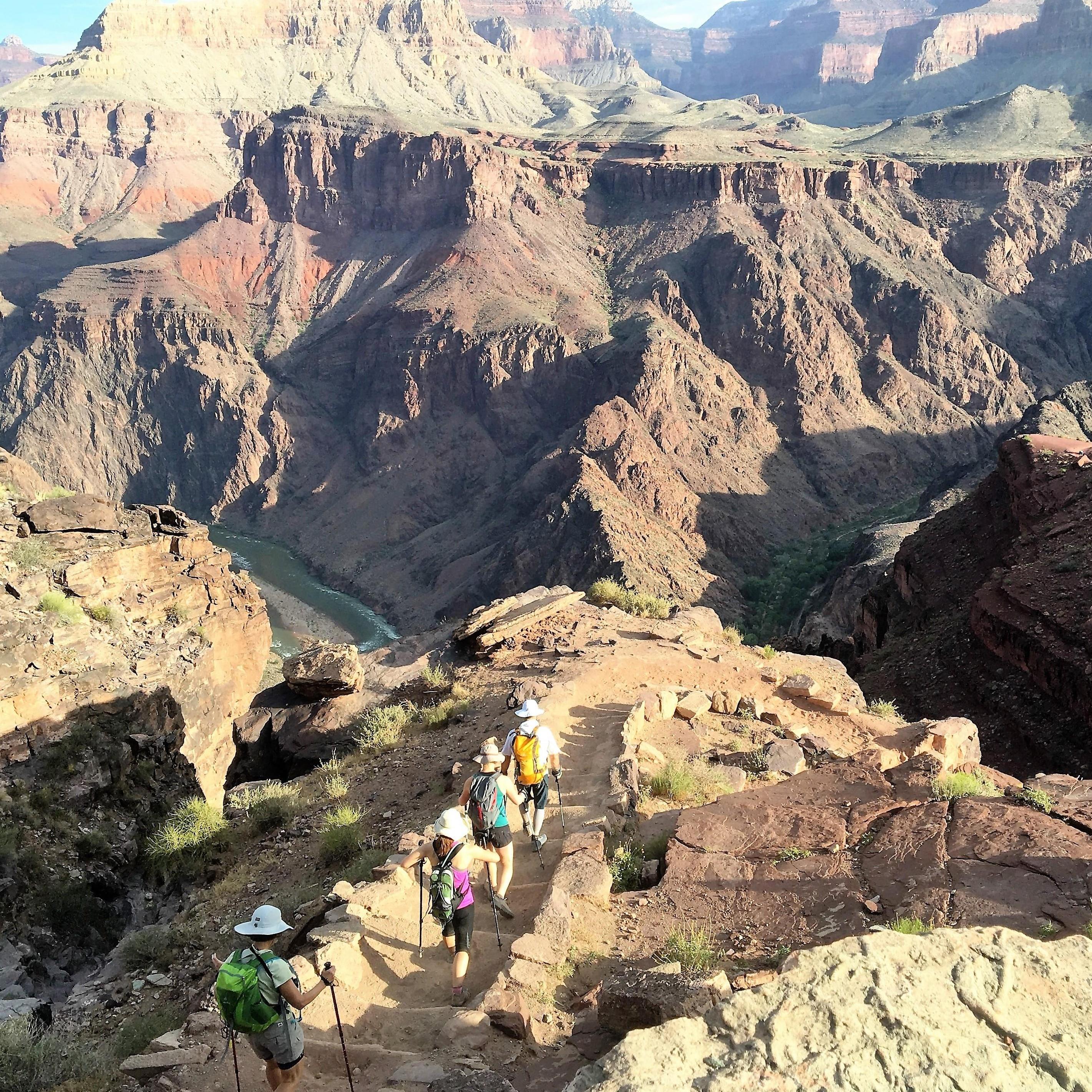 The Georgevits Clan descending into the Grand Canyon