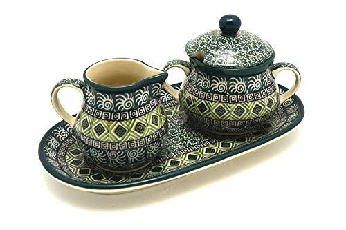 Polish Pottery Cream & Sugar Set - Aztec Forest