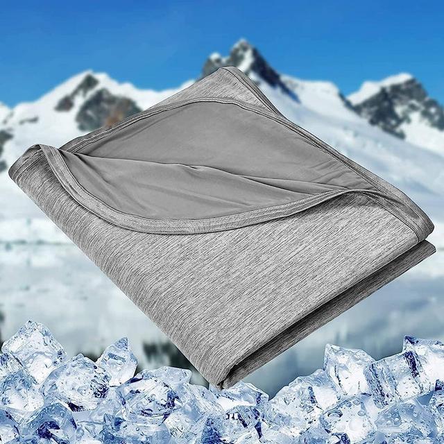 HOMFINE Cooling Blankets for Hot Sleepers - Summer Blanket Thin Lightweight Breathable Soft Double Side Enhanced Cooling Blanket for Bed Couch Sofa, Keep Cool for Night Sweats (Grey, 90 x 90 inches)