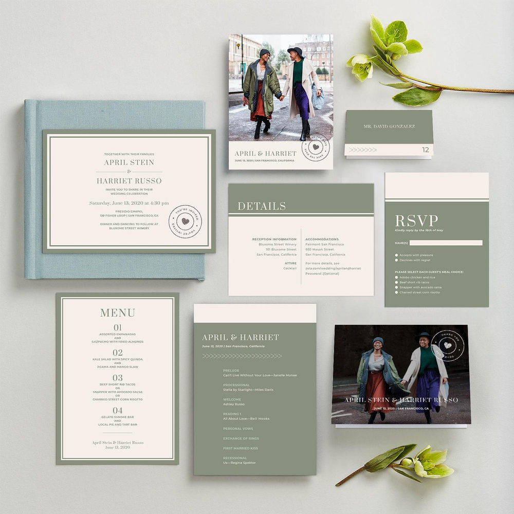 Perch Frame | Green | Zola Wedding Invitations