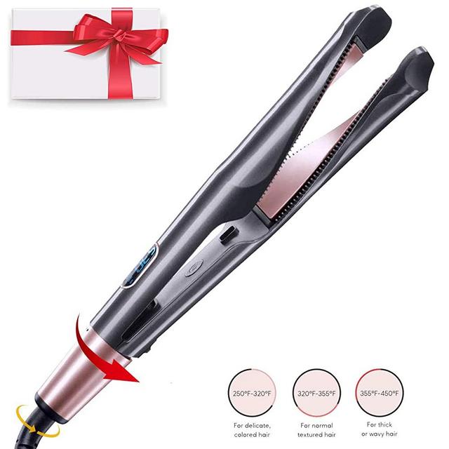 Hair Straightener 2 in 1 LCD Digital Display Curling Iron Tourmaline Ceramic Twisted Flat Iron Fast Heating-up Adjustable Temp,Auto Shut-Off Hair Styling Tools for All Types