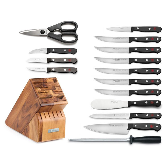Wüsthof Gourmet 16-Piece Knife Block Set, Acacia