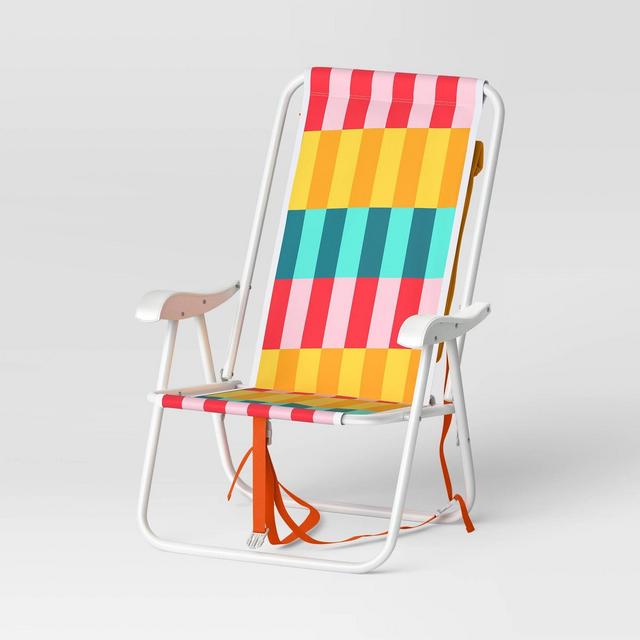 Outdoor Portable Backpack Chair Striped - Yellow - Sun Squad™
