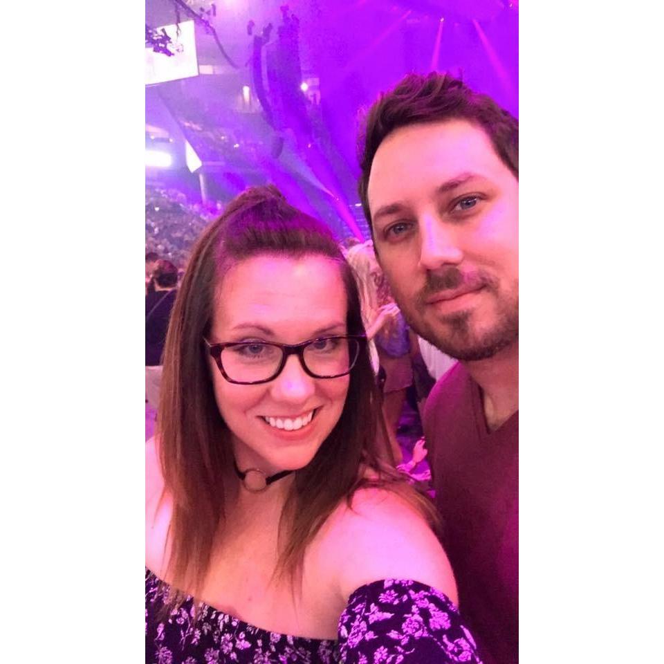 You can't see her - but we had floor seats for Lady Gaga. 8/19/17