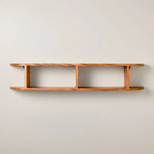 42" Rounded Edge Two Tier Wood Shelf Brown - Hearth & Hand™ with Magnolia