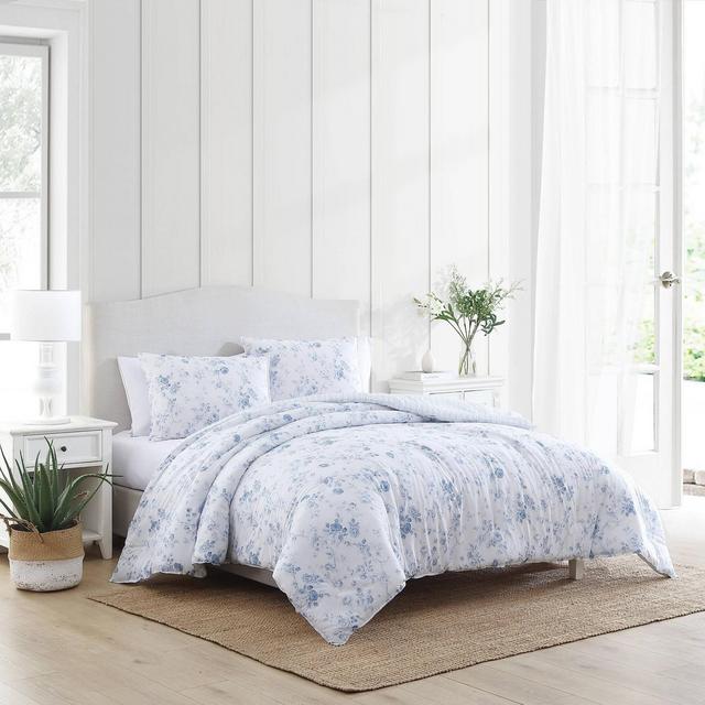 Laura Ashley 3pc King Belinda Comforter Bedding Set Blue