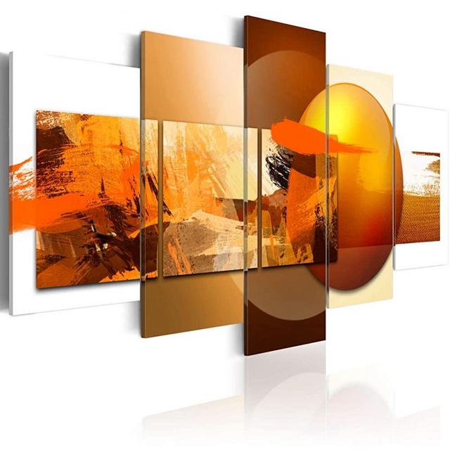 Canvas Prints Art Modern 5 pieces Wall Picture Abstract Sphere Pros and Cons Painting Orange Artwork Framed Home Decoration Bedroom Living Room ( CL14, Small W40” x H20”)