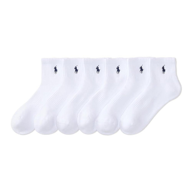 POLO RALPH LAUREN Men's Athletic Performance Cotton Ankle Socks-6 Pair Pack-Moisture Wicking Mesh