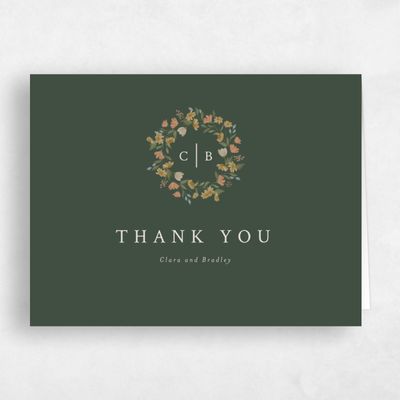 Green Floral Wedding Thank You - Florentina Landscape