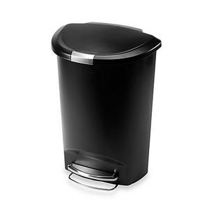 simplehuman® Plastic Semi-Round 50-Liter Step-On Trash Can in Black