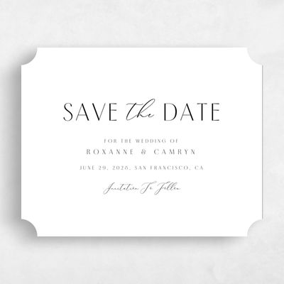 White Ticket Wedding Save the Date - Paloma Landscape