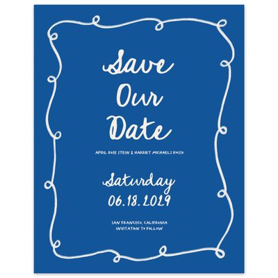 Cobalt, Blue Wedding Digital Save the Date - Fairuza Portrait