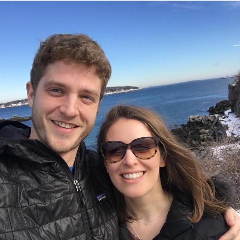 Our first photo together, taken on a weekend trip to Portland, ME (2 weeks after we started dating)!