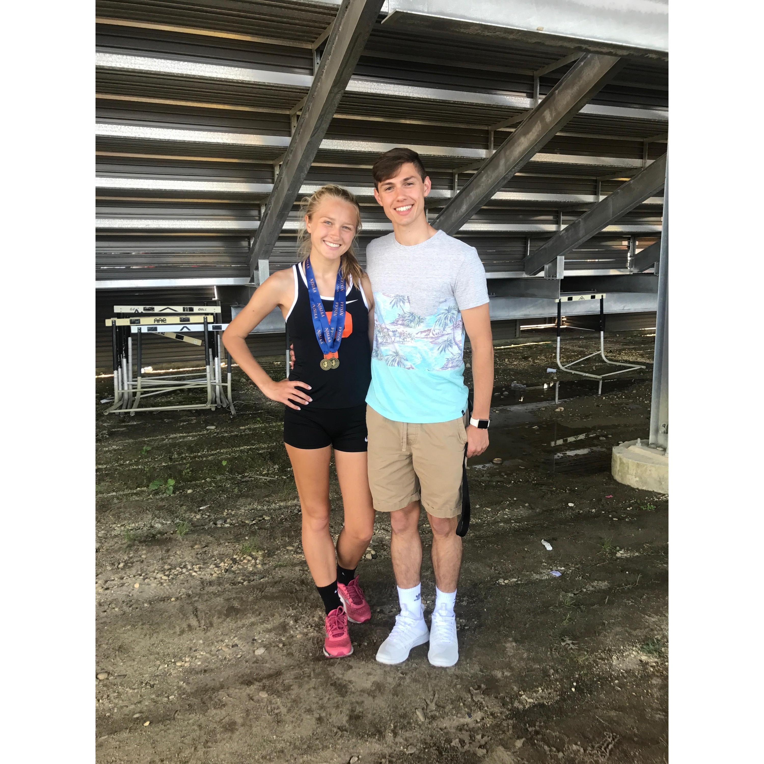 Drew supporting Alyssa at State's her senior year