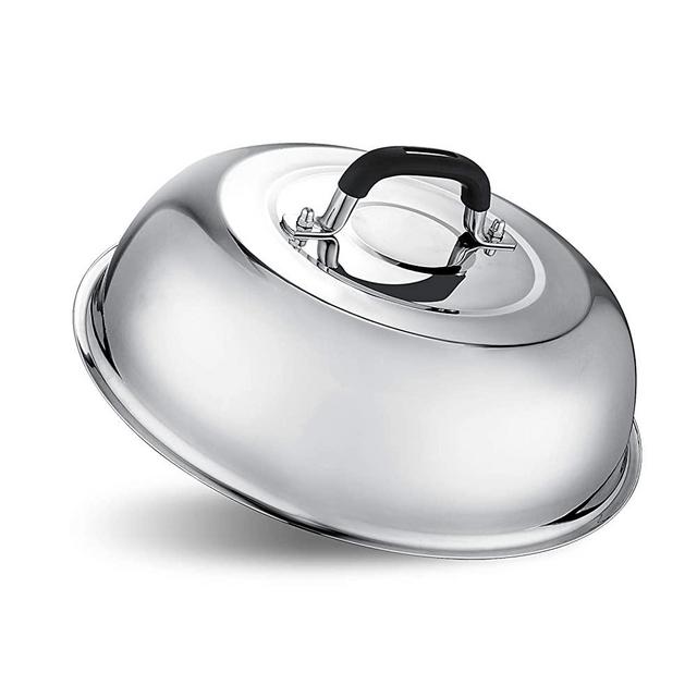12 Inch Lightweight Cheese Melting Dome - Stainless Steel Griddle Grill Accessories - Durable Round Basting, Steaming Cover - Heat Resistant Handle for Flat Top Griddle Grill Indoor/Outdoor