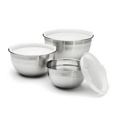 Cuisinart Set of 3 Stainless Steel Mixing Bowls with Lids - CTG-00-SMB