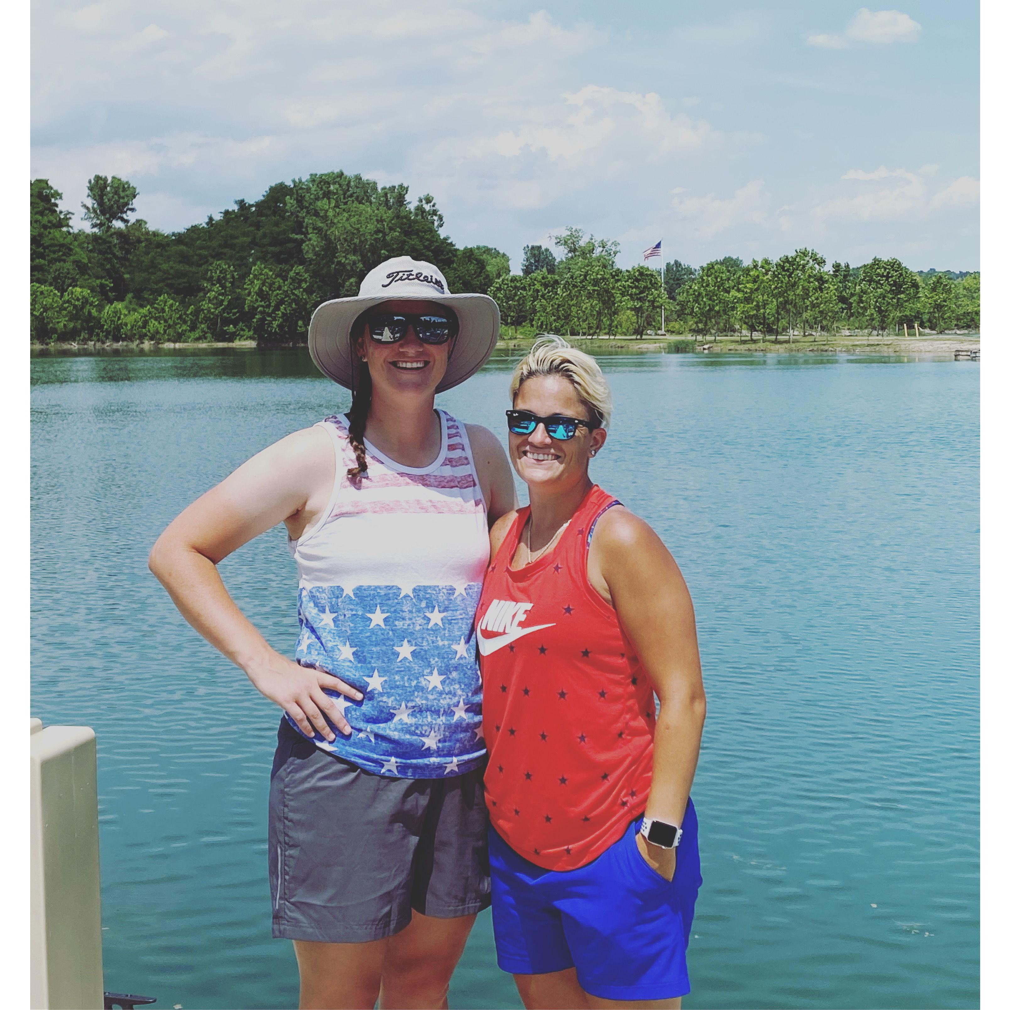 COVID summer out at the lake working on our tan lines