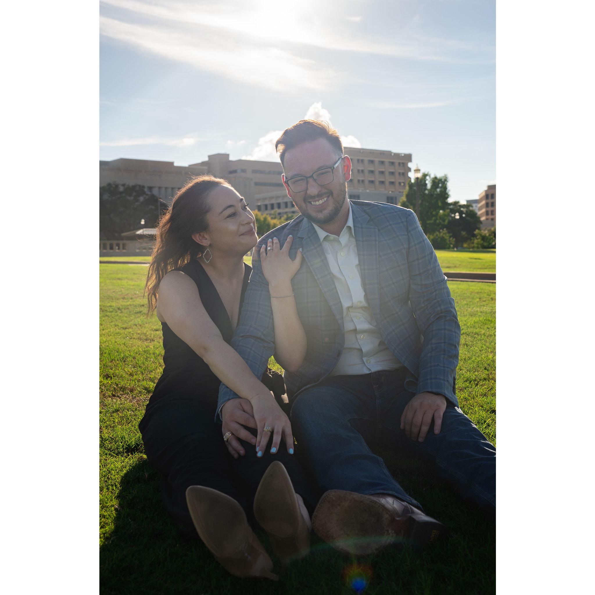 One of my favorite pictures from our engagement. It was Texas in August, so Jorge gets extra points for wearing the famous engagement coat!