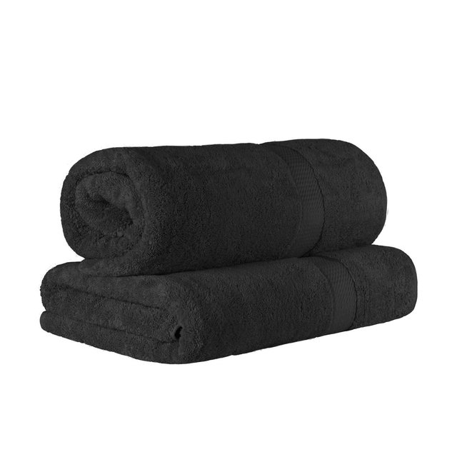 Luxury Premium Cotton 800 GSM Highly Absorbent 2 Piece Solid Bath Sheet Set, Black by Blue Nile Mills