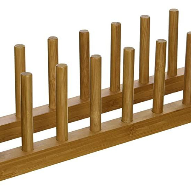 Lipper International 887 Bamboo Wood Plate Rack and Pot Lid Holder, 15-3/8" x 4-3/8" x 4"