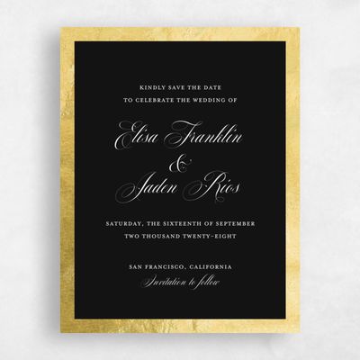 Black Wedding Save the Date - Azurite Portrait Foil