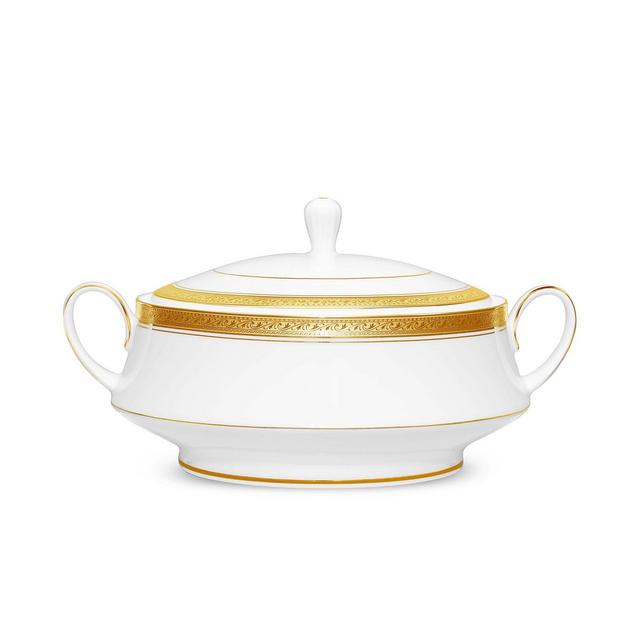 Noritake Crestwood Gold Covered Vegetable Bowl