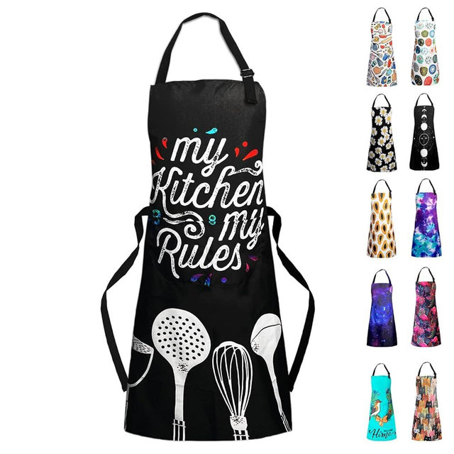 Sosolong Adjustable Waterproof Apron Bib Apron with 2 Pockets Cooking Kitchen Aprons for Women Men Chef