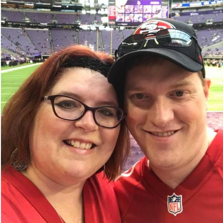 Tyler's life long love of the San Francisco 49ers has grown on Karlie, and she was more than happy to don the red and gold for the Vikings home opener against the Niners.