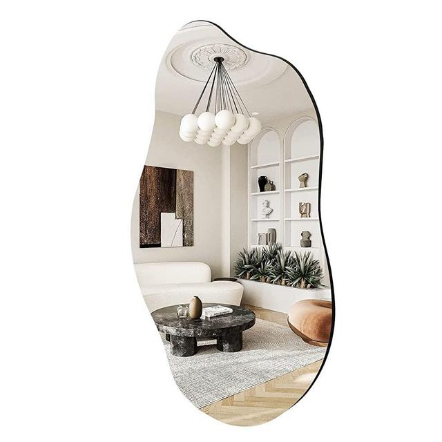 QDSSDECO Asymmetrical Wall Mounted Mirror, Wavy Mirror, Irregular Shaped for Living Room, Bedroom, Entryway, 19.7" x33.5“