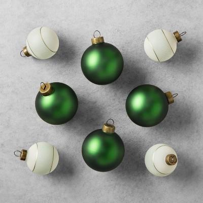 Product description page - Ornament Set Solid/Herringbone (8pc) - Green - Hearth & Hand™ with Magnolia