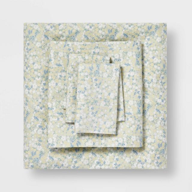 King 400 Thread Count Printed Performance Sheet Set Ditsy Sage Floral - Threshold™