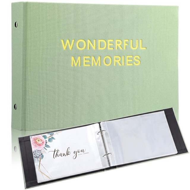 Spiareal Wonderful Memories Card Organizer Set Greeting Card Holder 6 x 8 Inches 100 Pages Stamping Binder Album Display Organization Storage for Memory Greeting Photo Gift