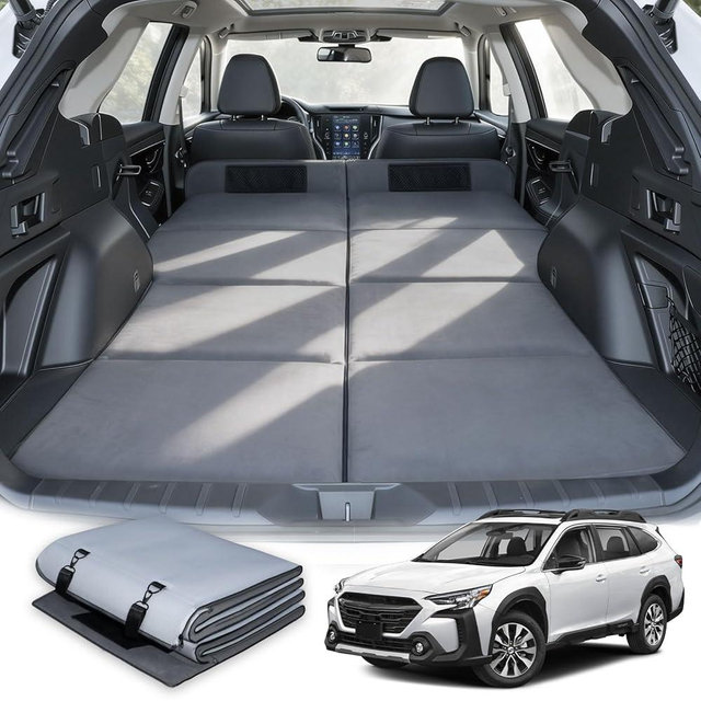 Car Bed for Subaru Outback, Foldable Non-Inflatable Memory Foam Camping Mattress, Thickened Portable SUV Trunk Sleeping Pad, Air Mattress Upgrade for Camping & Travel Essentials, With Storage Bag