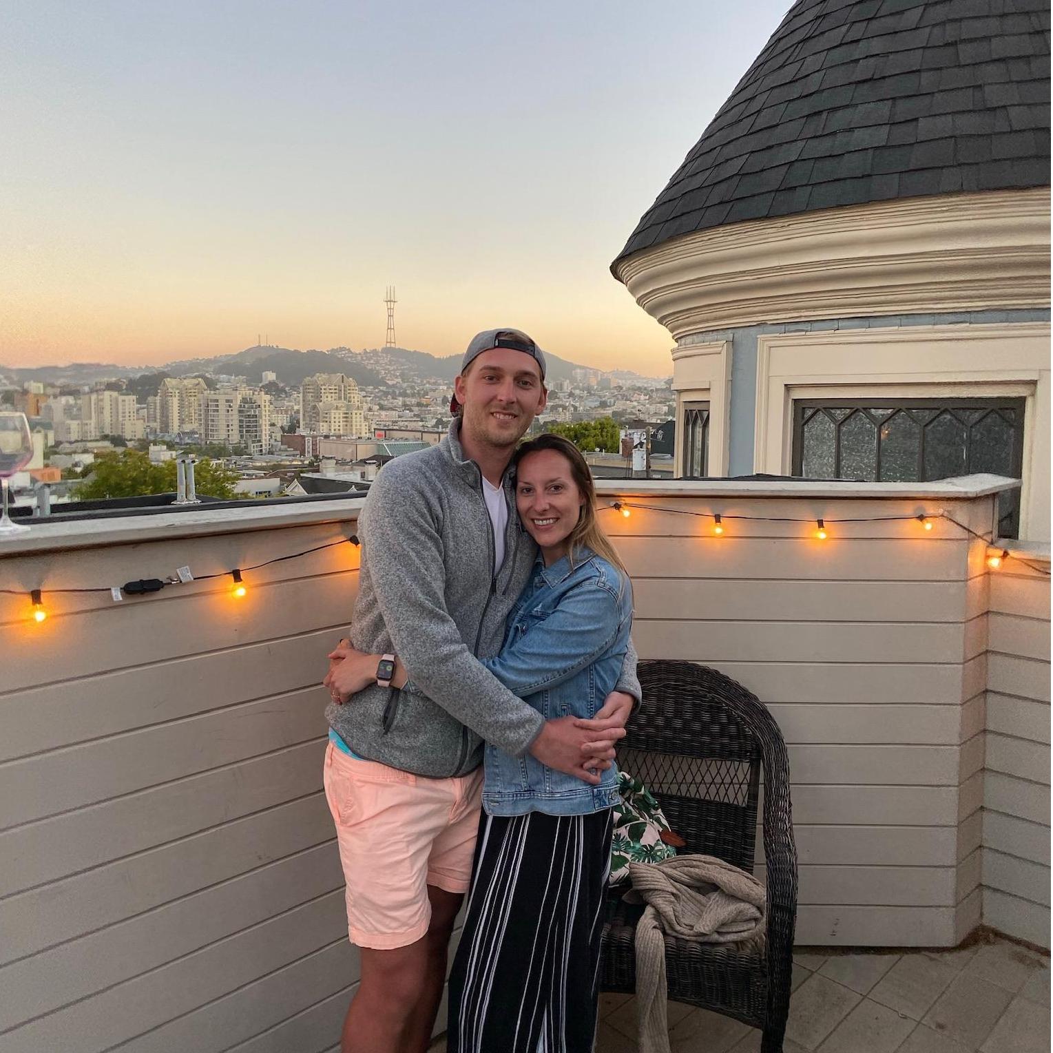 Roof top celebration in SF celebrating Dylan's new apartment and roommates!