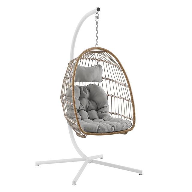 Swing Egg Chair with Stand - Brown/Gray - Saracina Home