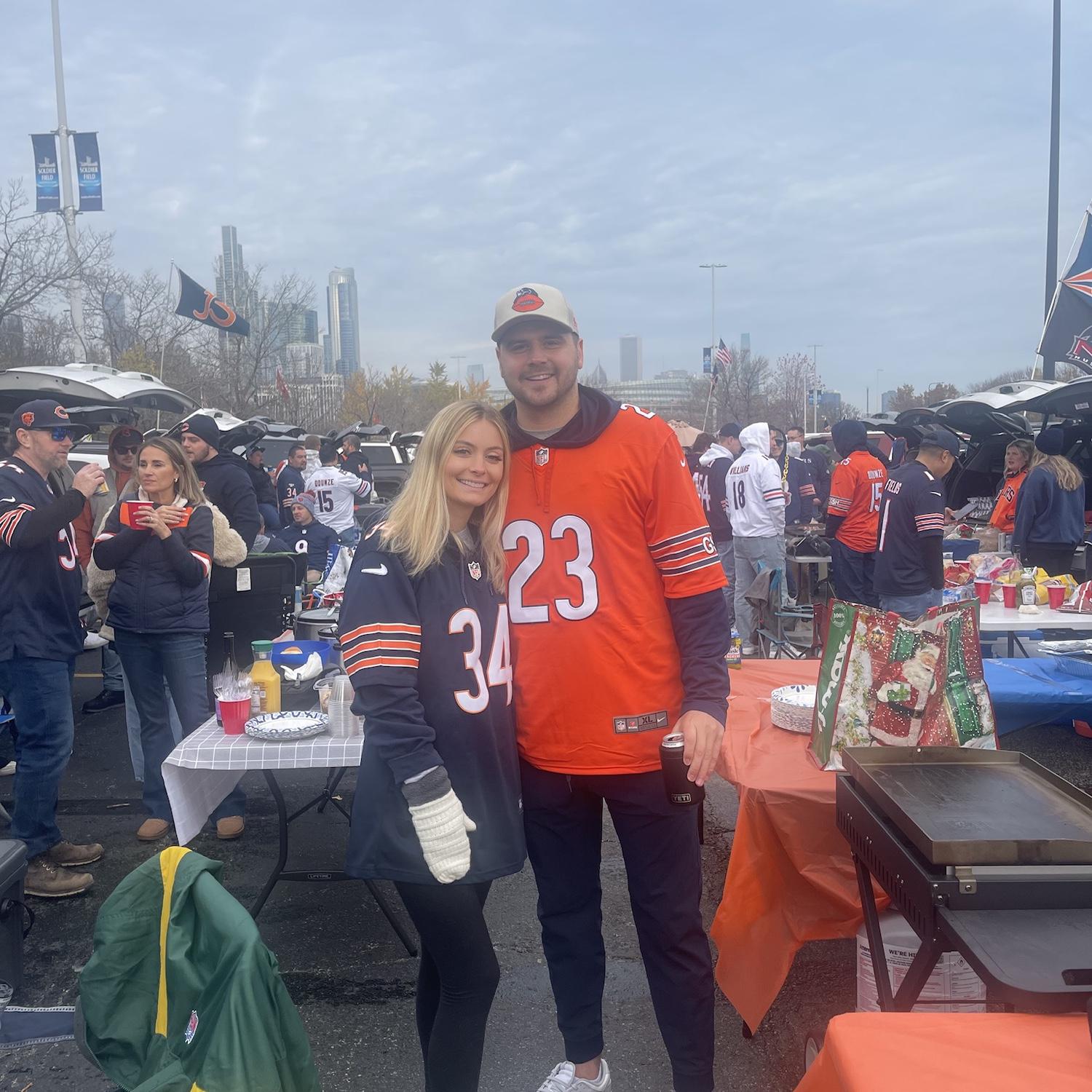 Kevin turning Lauren into a Bears fan…..