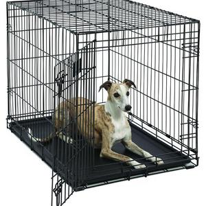 Dog Crate | MidWest Life Stages 36&quot; Folding Metal Dog Crate | Divider Panel, Floor Protecting Feet, Leak-Proof Dog Tray | 36L x 24W x 27H Inches, Intermediate Dog Breed