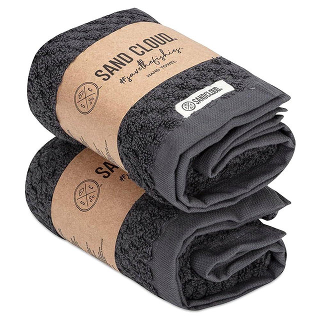 Sand Cloud Turkish Bath Towels for Bathroom, Set of 2 (Atom Charcoal, Large) - Luxury Soft Linen Turkish Organic Cotton is Luxurious & Absorbent - Premium Shower & Bathroom Towels Dry Faster
