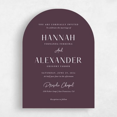 Purple Wedding Invitation - Milford Portrait