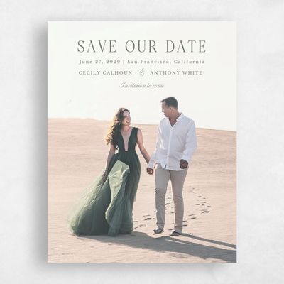 Dark Sage, Green Wedding Save the Date - Bianca Photo