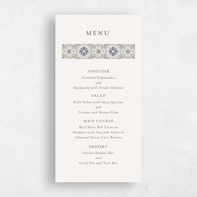 Dark Charcoal, Beige Wedding Menu - Oluveri