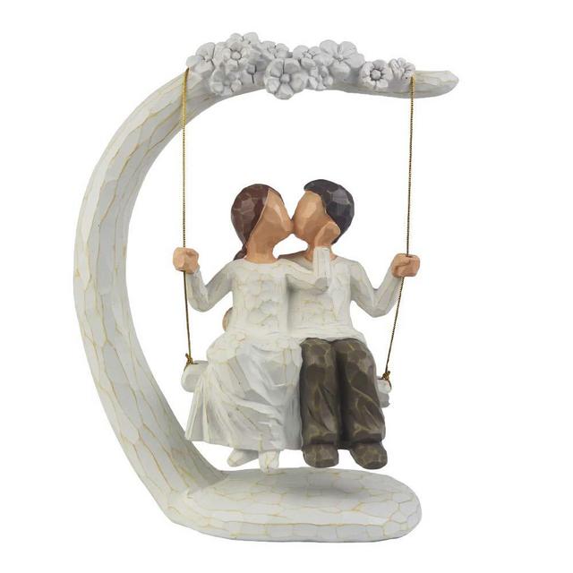 Romantic Couple Figurines in Love , 9Inch Hand Painted Sweet Loving Together Couple Sculpture to Remember Beautiful Moment - Best Gift for Valentine's Day, Wedding Anniversary,Weddings