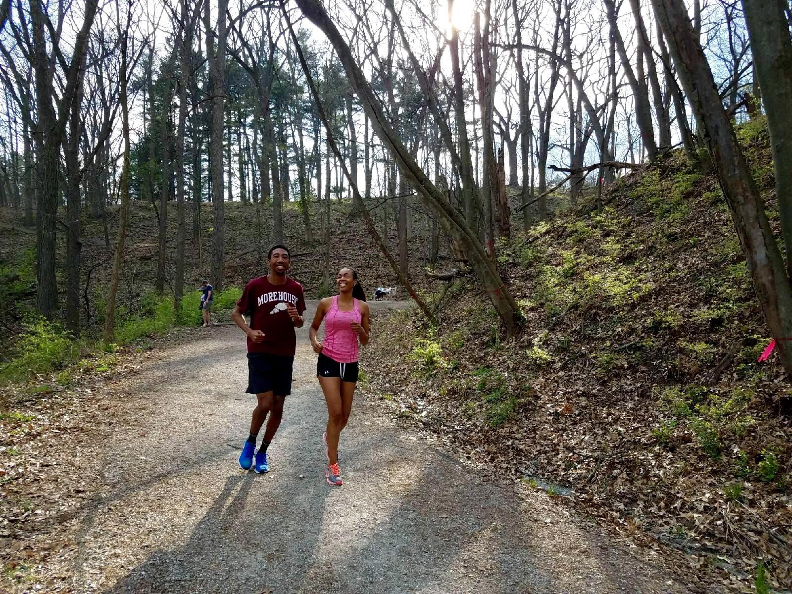 Running in the Arbor on Campus, Ann Arbor Michigan 🏋🏽‍♀️🏋🏽‍♂️