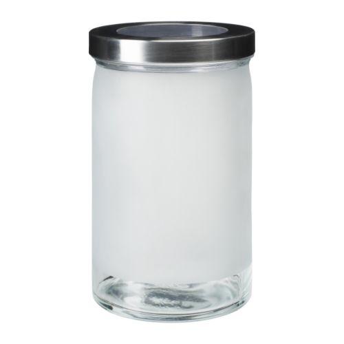 DROPPAR Jar with lid, frosted glass, stainless steel