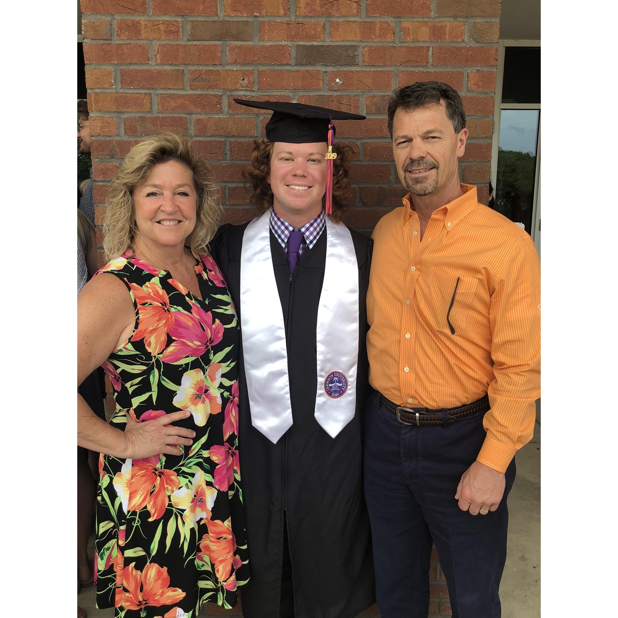 May 9, 2019: Mickey graduates from Clemson University with a BS in Mechanical Engineering and minor in Mathematical Sciences. -Clemson, SC