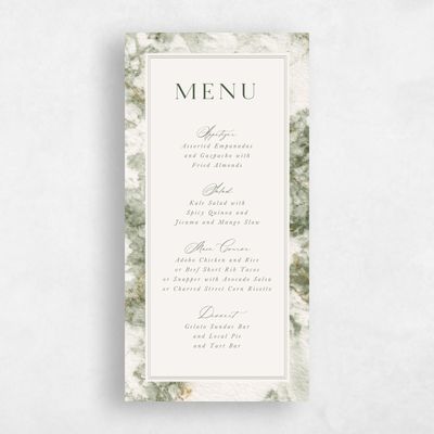 Dark Olive, Green Wedding Menu - Carrara