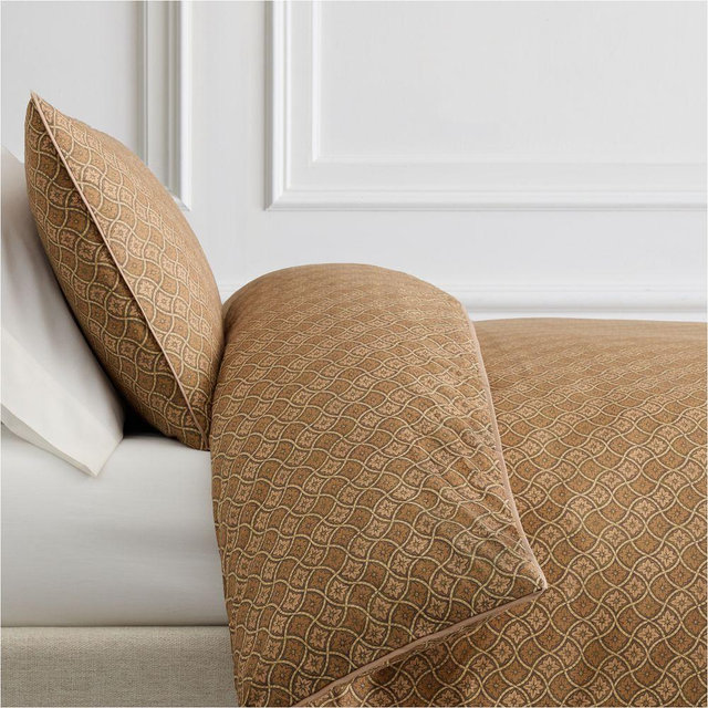 Diamond Lattice Floral Duvet, Full/Queen, Sandalwood