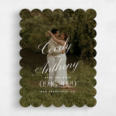 White Scalloped Wedding Save the Date - Connell Photo